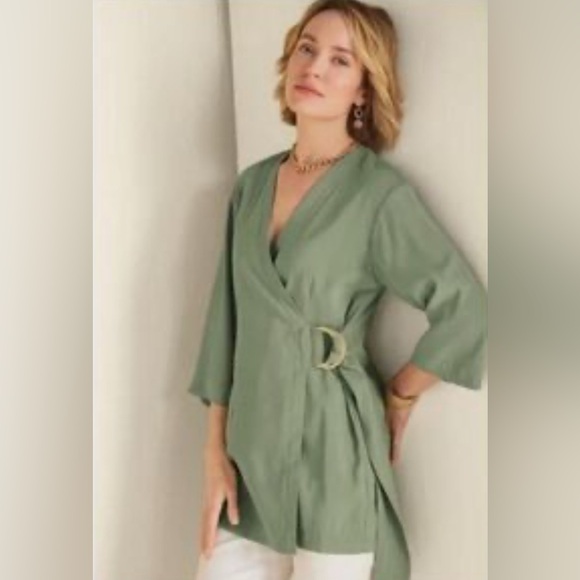 Soft Surroundings Tops - Soft Surroundings Sweet Pea Wrap Tunic in Bayberry Size Medium New